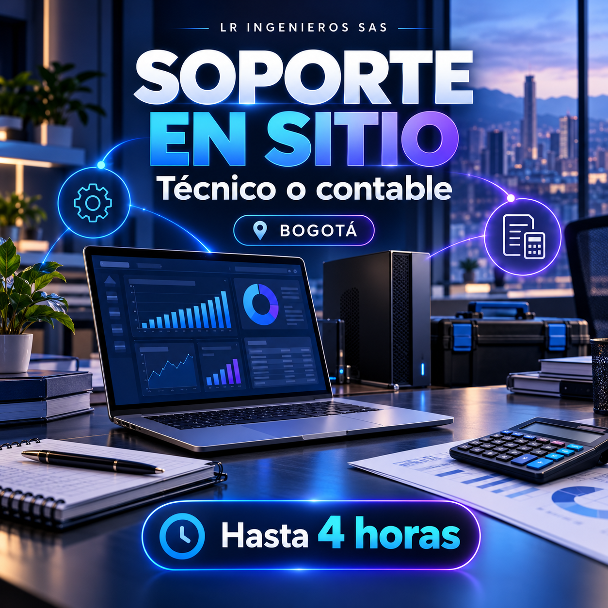 Soporte técnico o contable en sitio en Bogotá, hasta 4 horas — LR INGENIEROS SAS